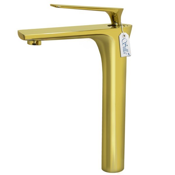 Grifo lavabo caño alto monomando, dorado