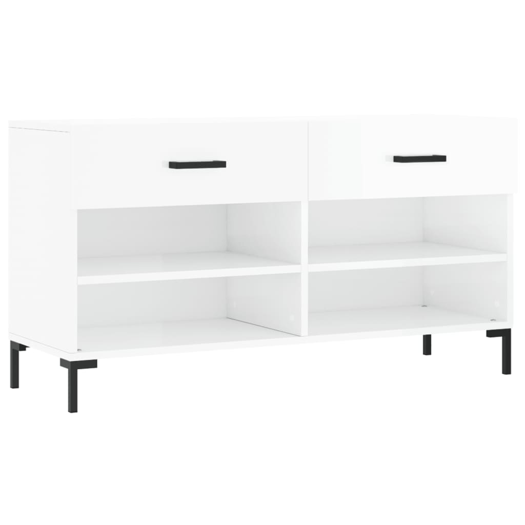 vidaXL zapatero madera de ingeniería blanco brillo 102x35x55 cm