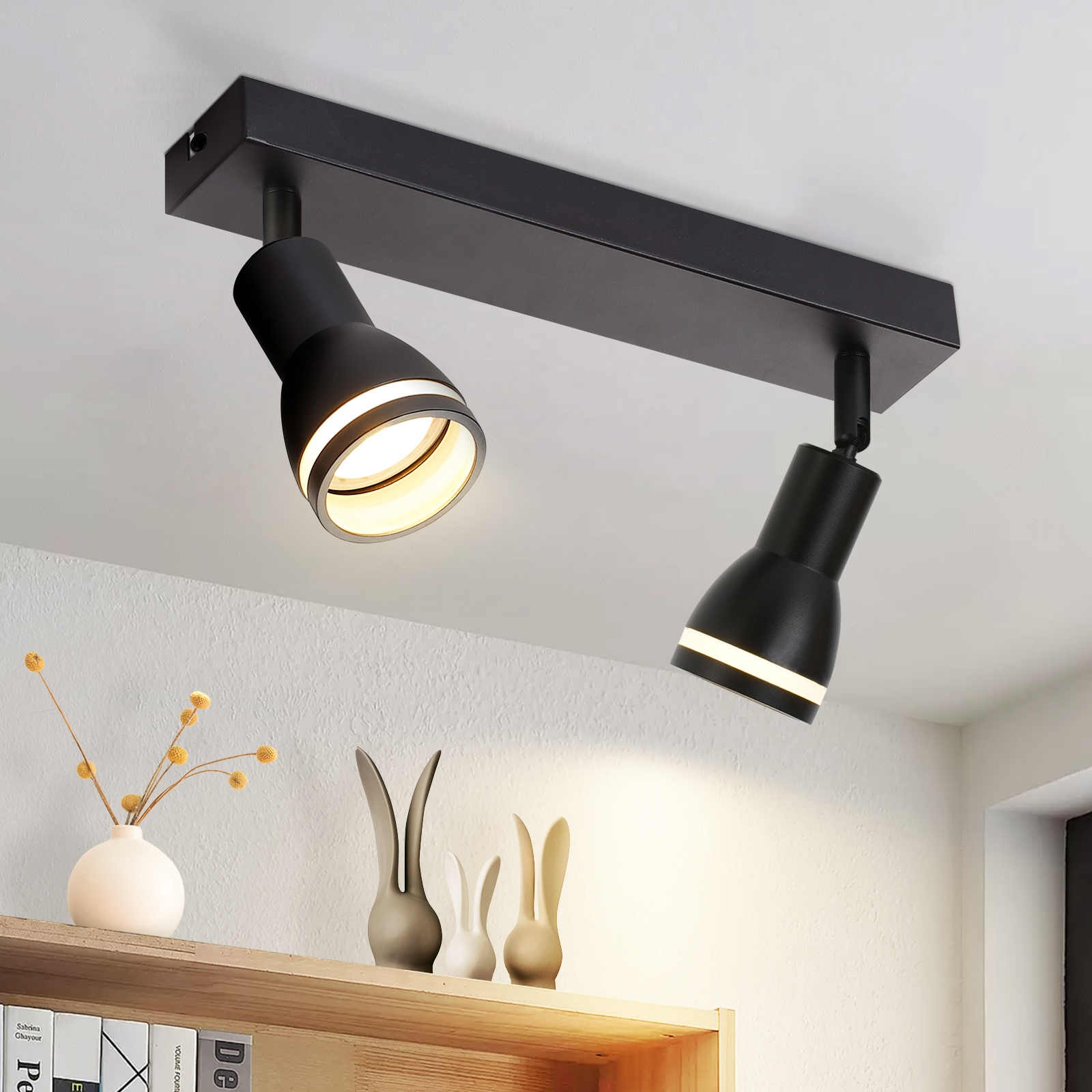 Nettlife lámpara de techo negro gu10 30x5