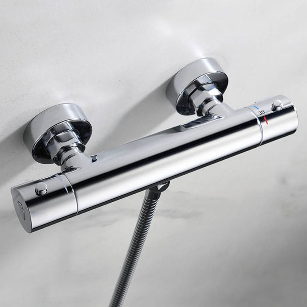 Kibath grifo de ducha con manetas termostático par cromo brillo