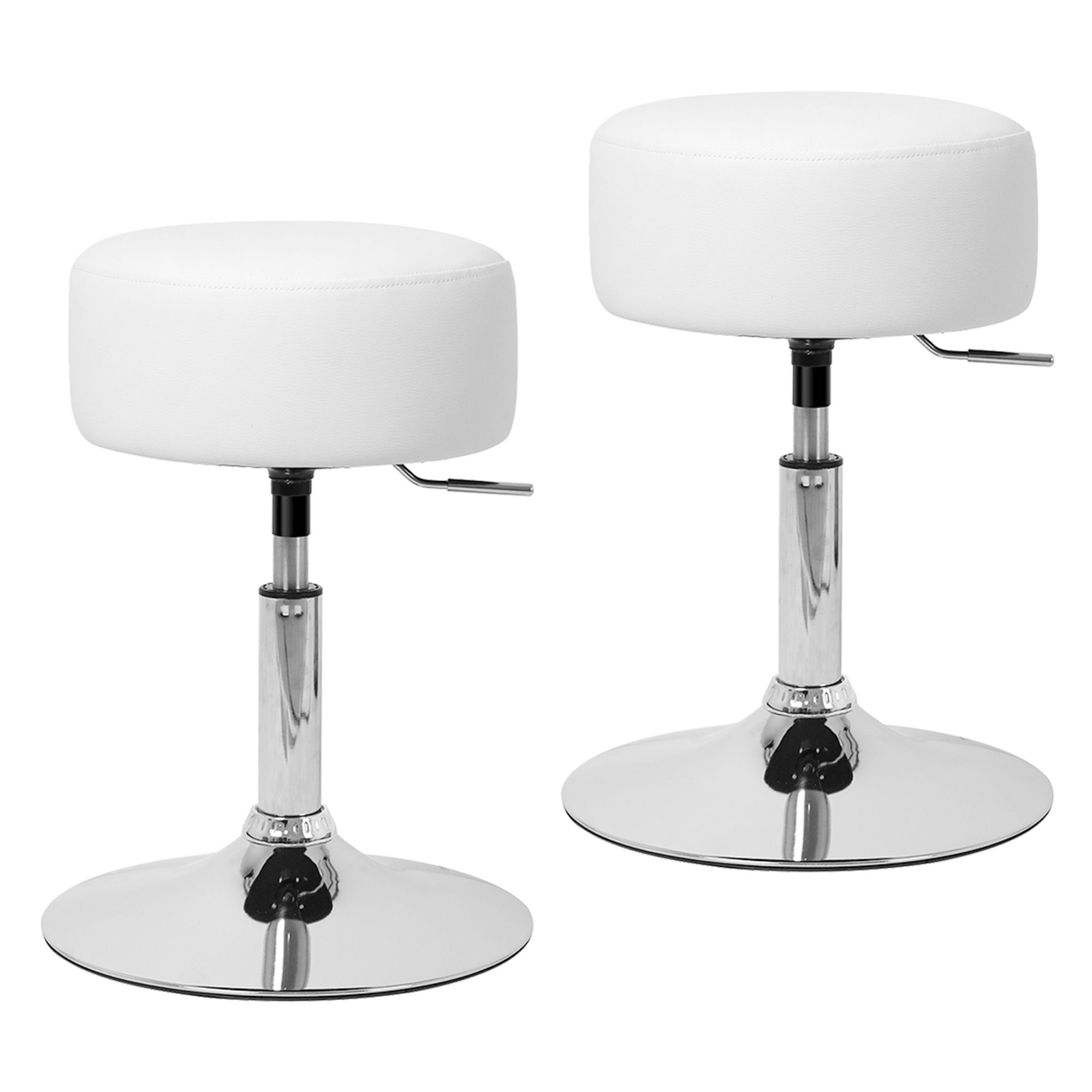 2x taburete asiento elegante ø 33 cm acero cromado blanco ecd germany