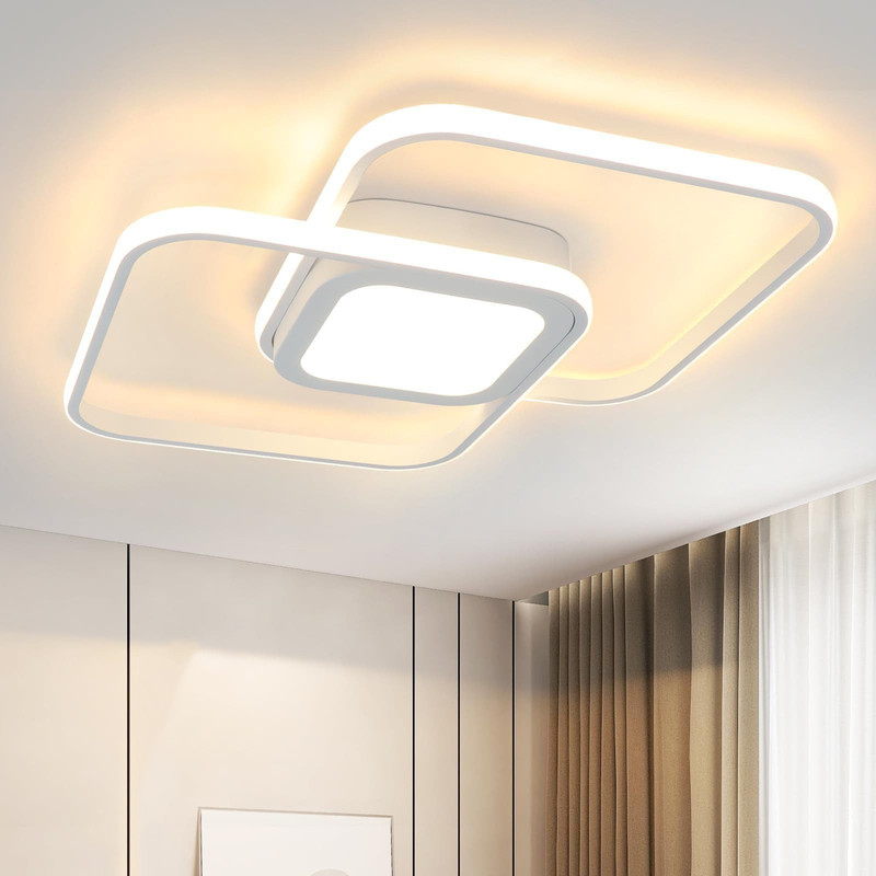 Nettlife plafon de techo LED 48w metal blanco regulable moderna con mando