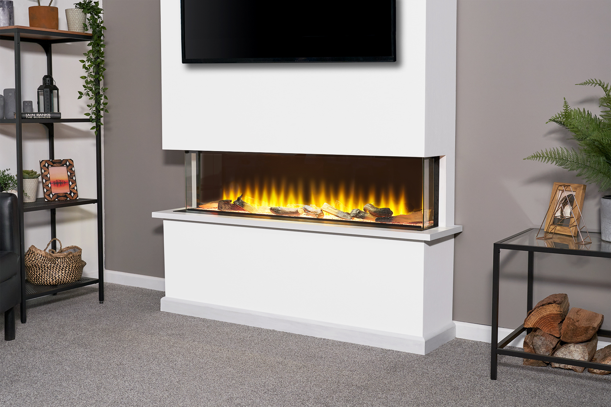 Chimenea eléctrica de pared panorámica adam sahara, 51 puLGadas