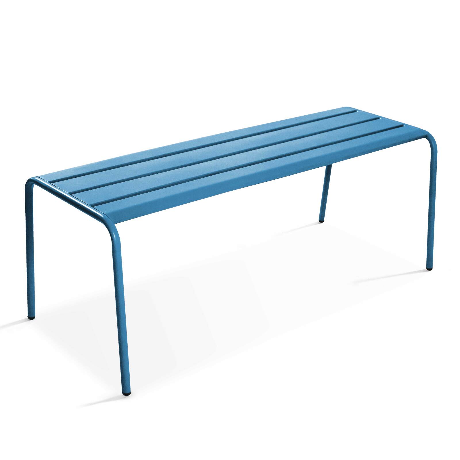 Oviala - banco de jardín de acero azul pacífico