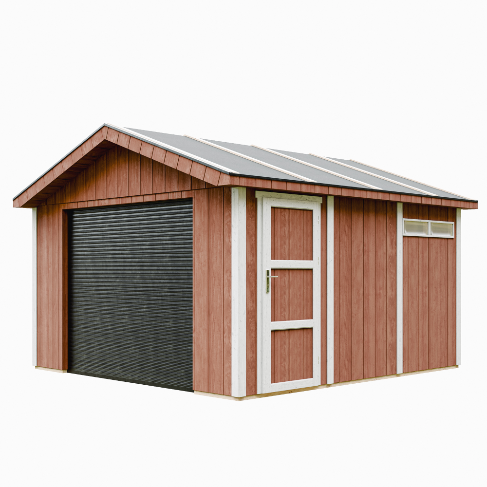 Garaje de calidad premium 13 m²- l378xl412 cm - m990b-redwood red
