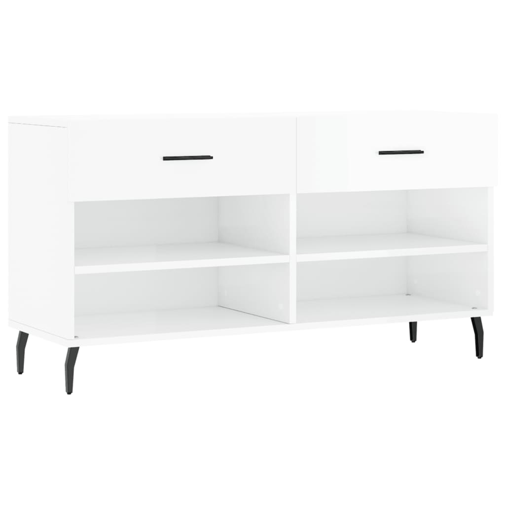 vidaXL zapatero madera de ingeniería blanco brillo 102x35x55 cm