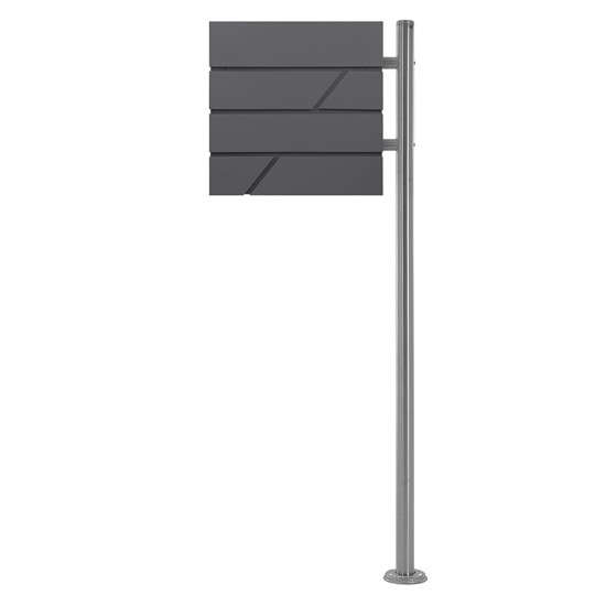 Buzón de acero inoxidable antracita de correo periodicos + poste 120cm