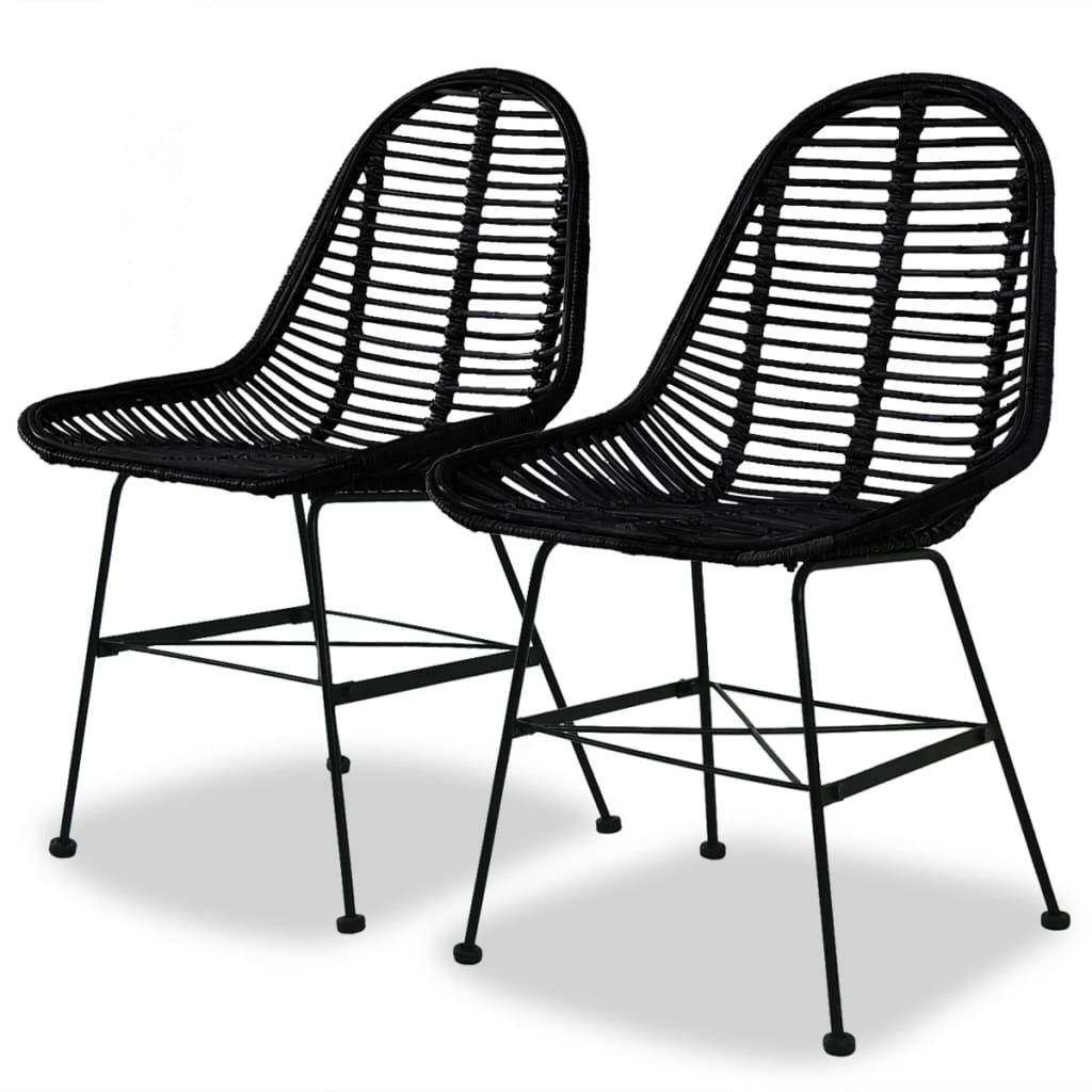 Sillas de comedor 2 unidades ratán natural negro qweo3614