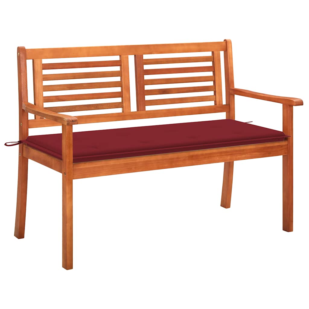 Banco de jardín 2 plazas madera maciza eucalipto y cojín 120 cm joy178020