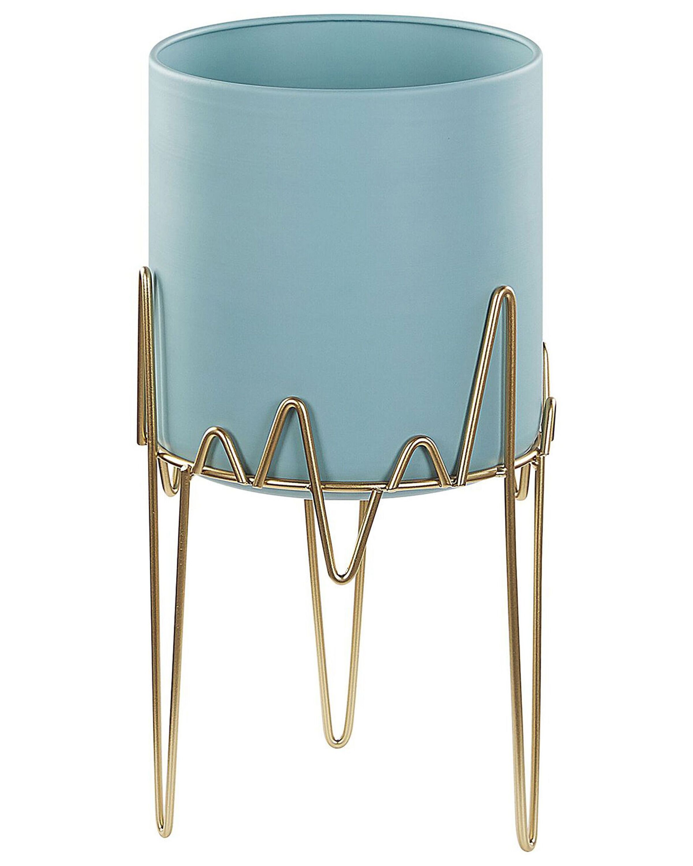 Maceta con patas kalandra 19 cm metal azul claro