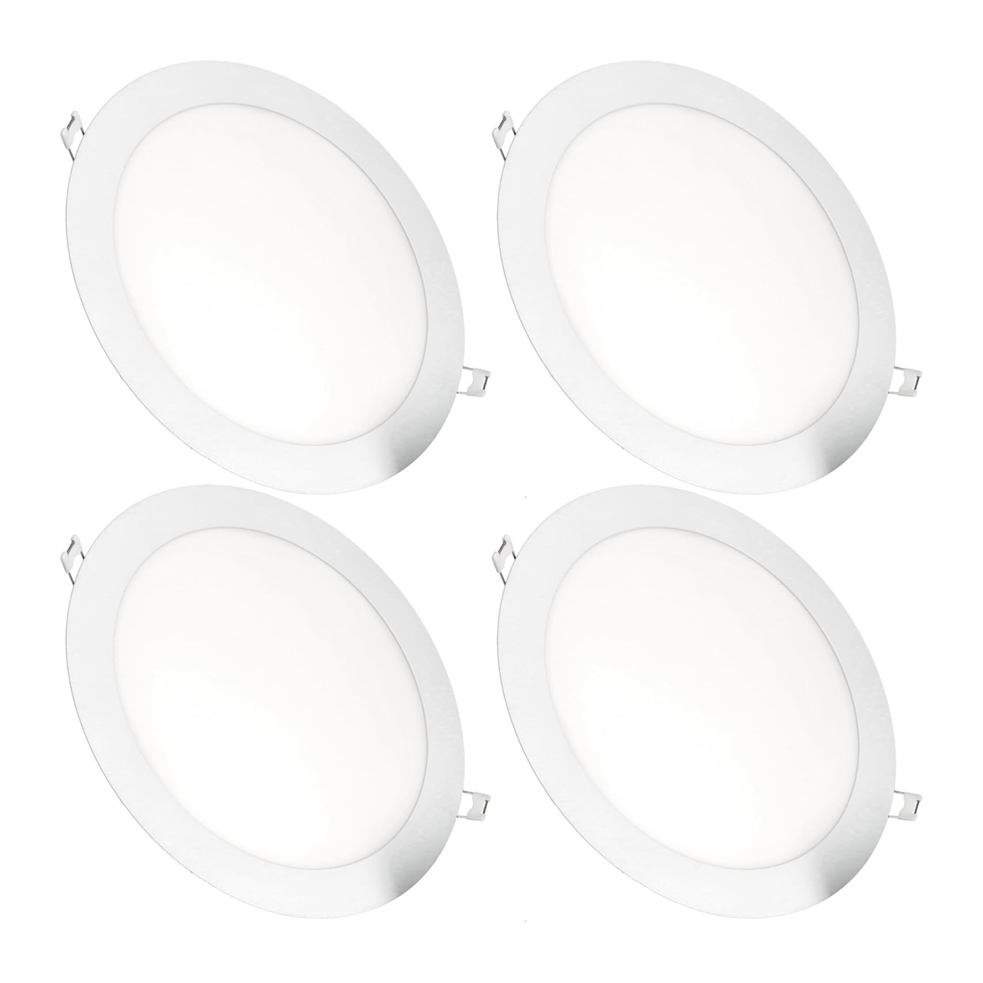 4x downlight LED 18w redondo, de empotrar blanco mate, luz cálida 3000k