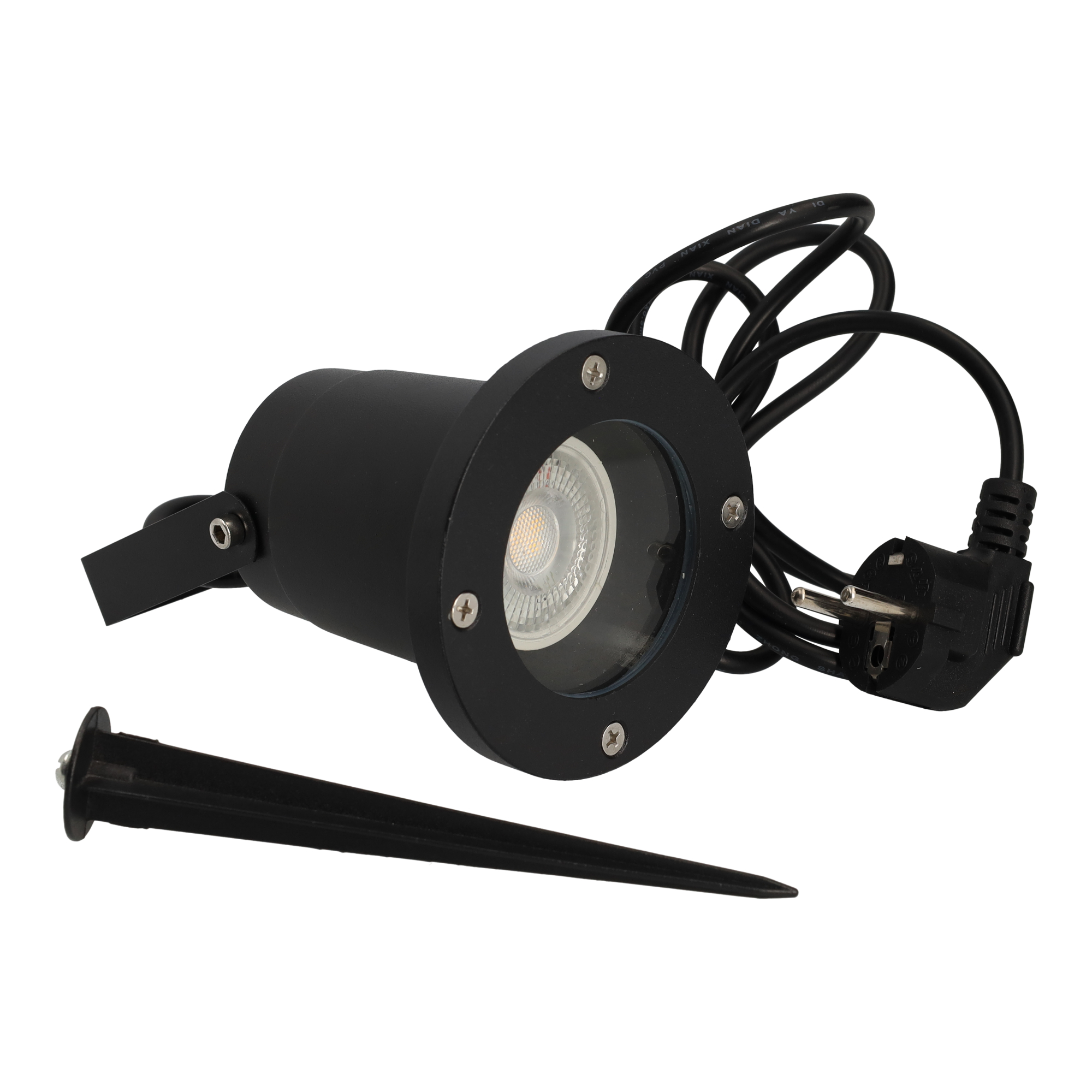 Foco LED exterior 6w, ø10cm, ip65, luz cálida 3000k, 240v, cable 1,5m