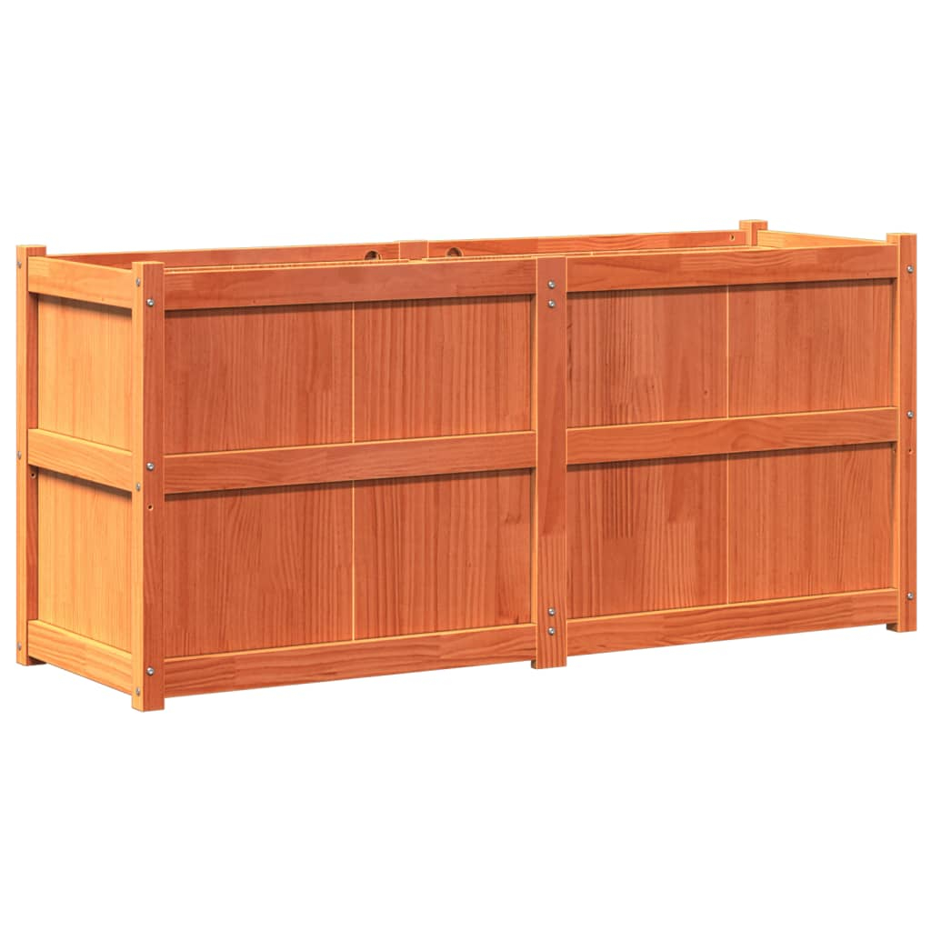 vidaXL jardinera exterior madera maciza pino marrón cera 150x50x70 cm