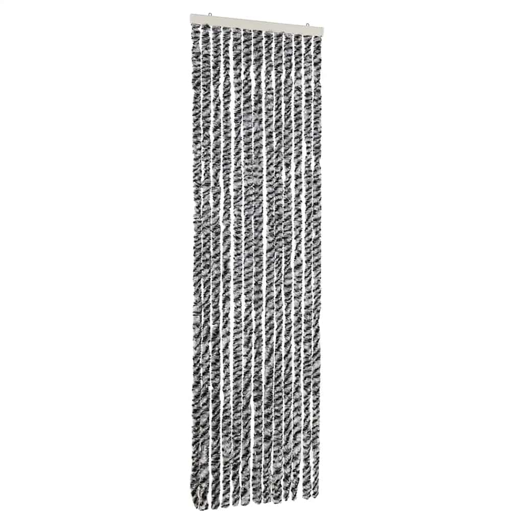 vidaXL cortina antimoscas chenilla gris negro y blanco 56x200 cm