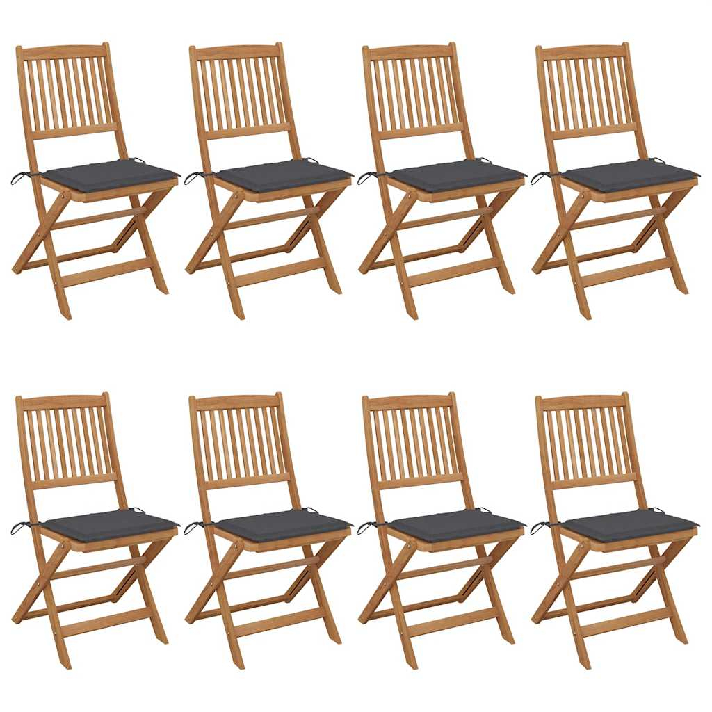 vidaXL sillas de jardín plegables 8 uds madera maciza acacia y cojines