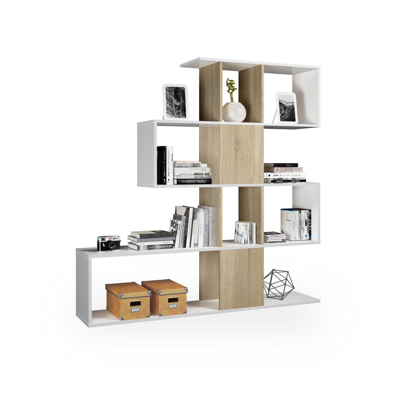 Estantería de diseño modular 145 cm domi blanco artik - roble canadian