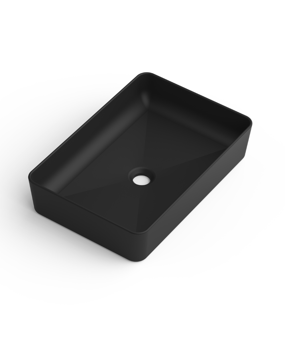 Lavabo sobre encimera negro | lavamanos rectangular | 51x34cm