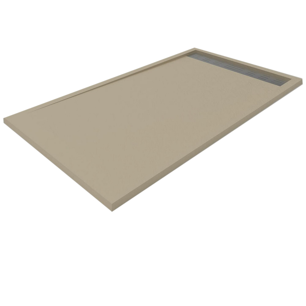 Plato ducha | válvula y rej. Acero inox. | piedra | creta | 160x70cm