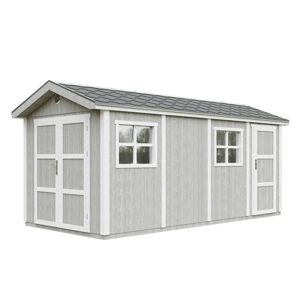 Caseta de jardín Timbela m915c-tundra grey, 11,47 m², premium, con suelo