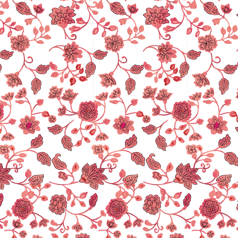Papel pintado floral rojo 58cm ancho por 350cm alto