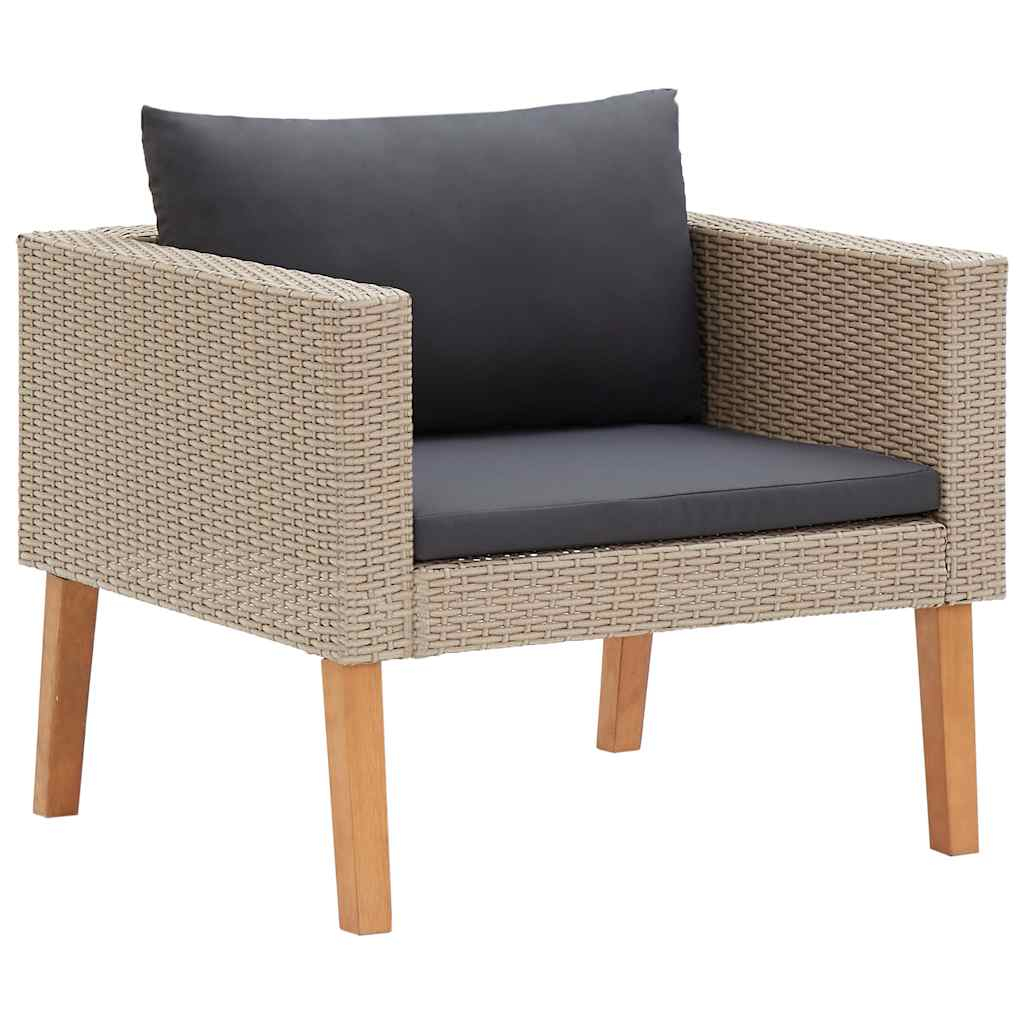 vidaXL sofá individual de jardín con cojines ratán sintético beige