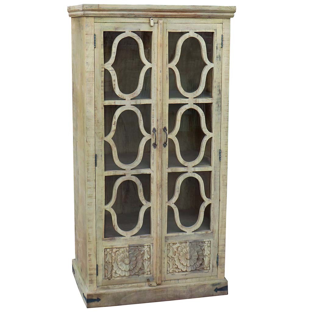 Vitrina de madera beige 100x45x196