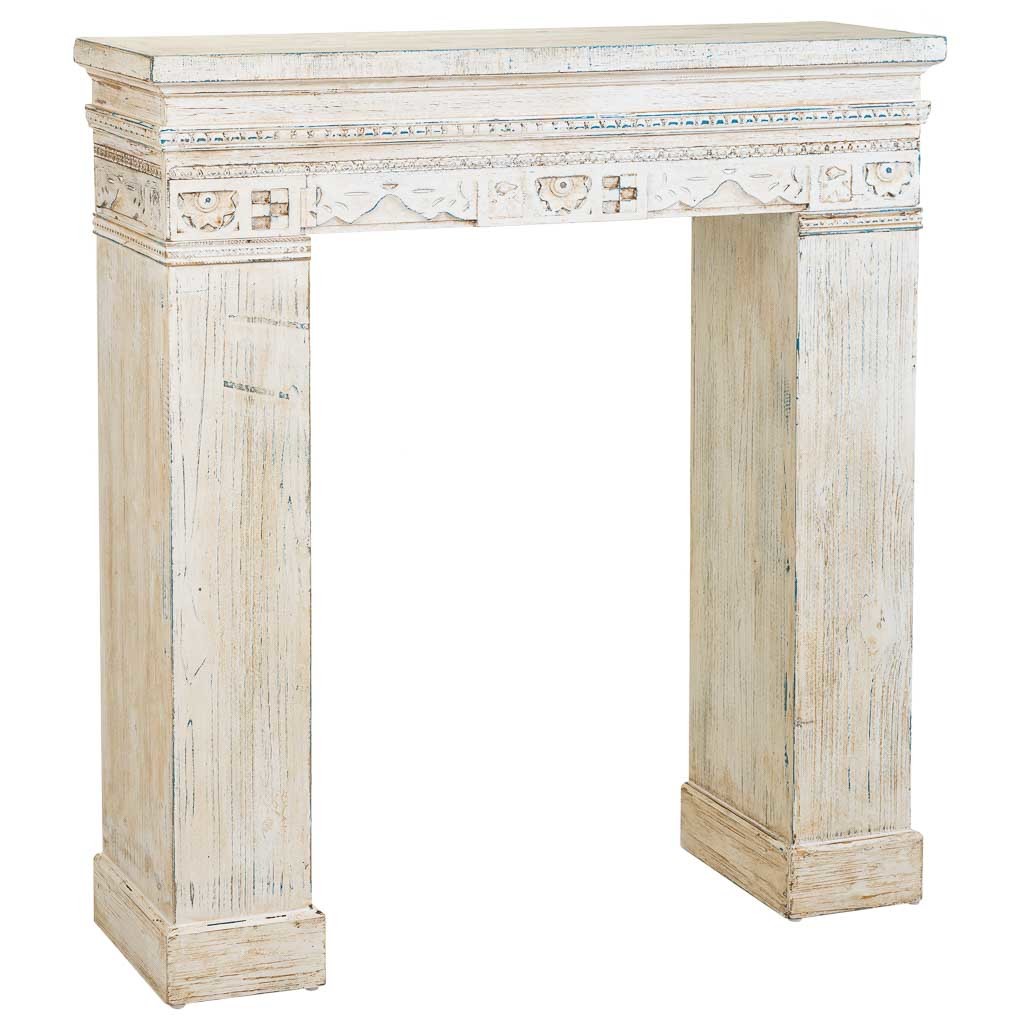 Marco de chimenea de madera blanco 100x30x110