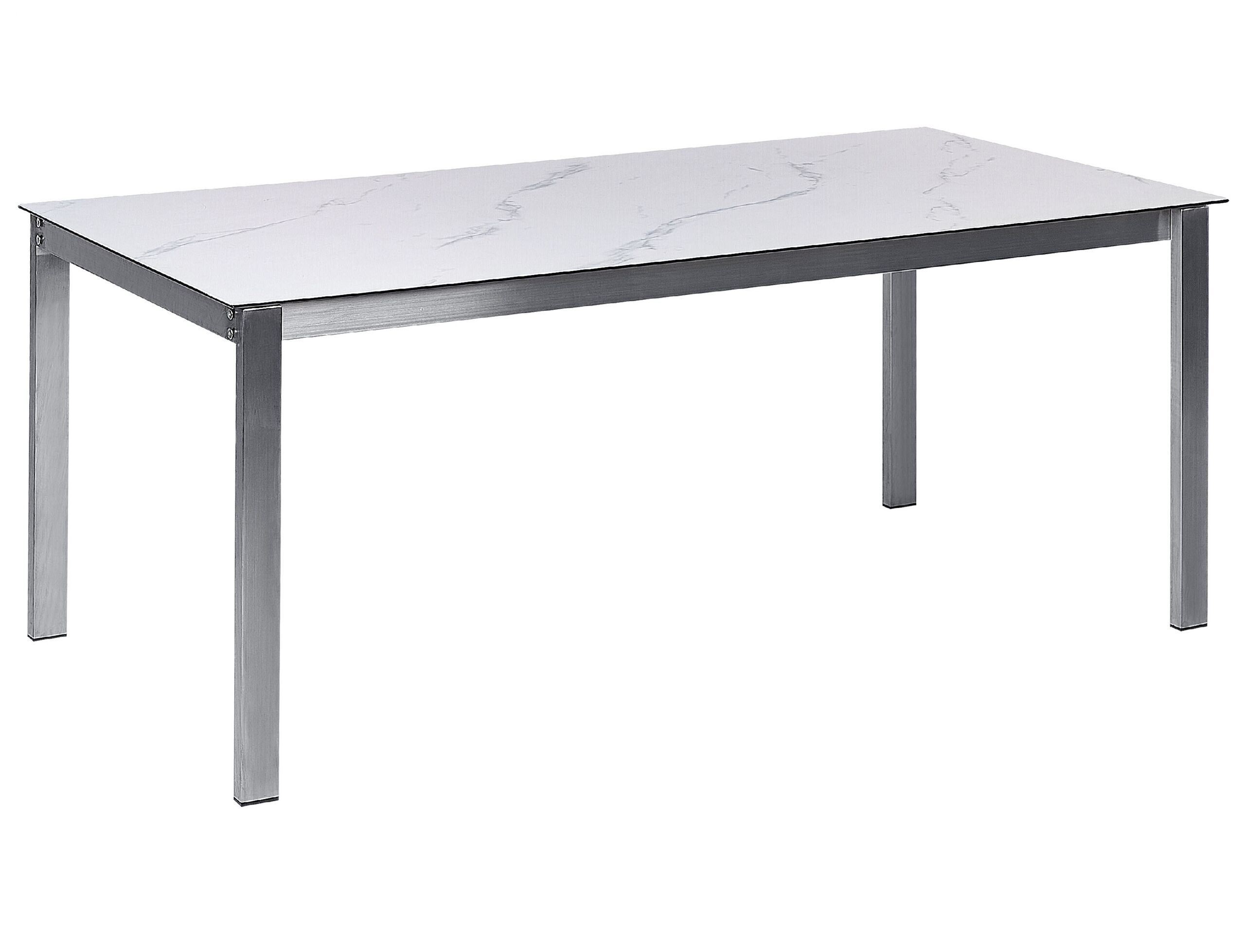 Mesa de jardín cosoleto 180 cm 90 cm vidrio efecto mármol blanco