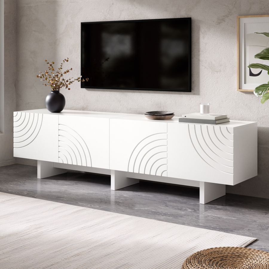 Mueble de tv con 4 puertas blanco 50x170x35cm