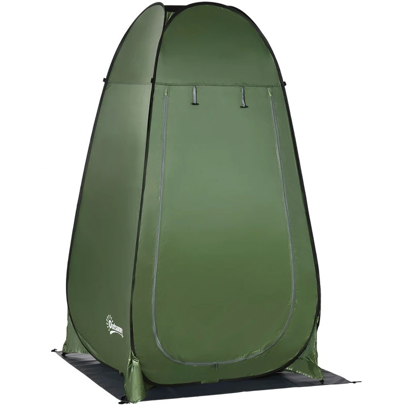 Tienda de ducha 126x124x189 cm poliéster, acero color verde Outsunny