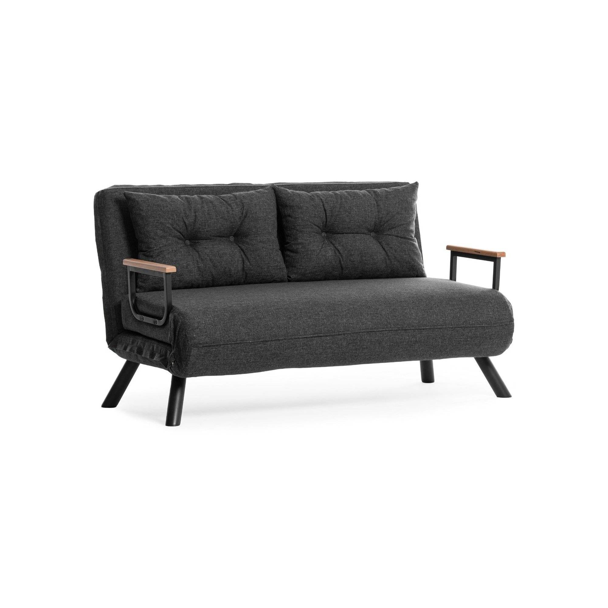 Sofá cama 2 plazas calvin, reclinable, tela gris ceniza