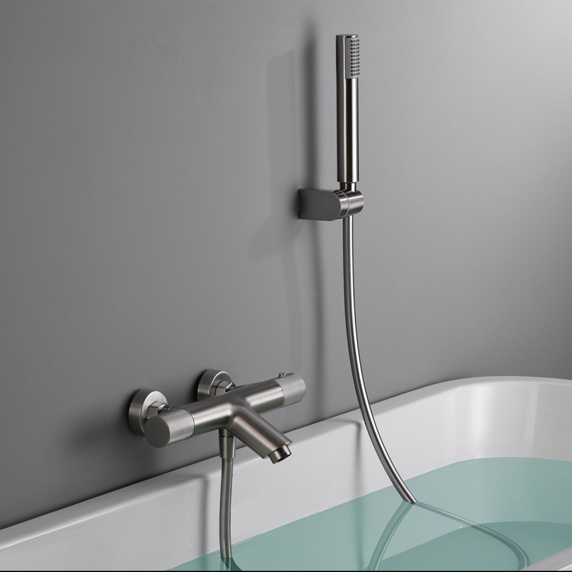 Imex - grifo ducha y bañera termostático níquel serie line