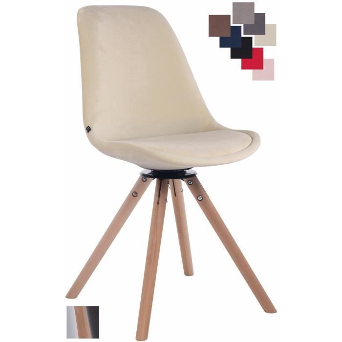 Silla comedor retro - terciopelo beige - 1 ud - 48 cm