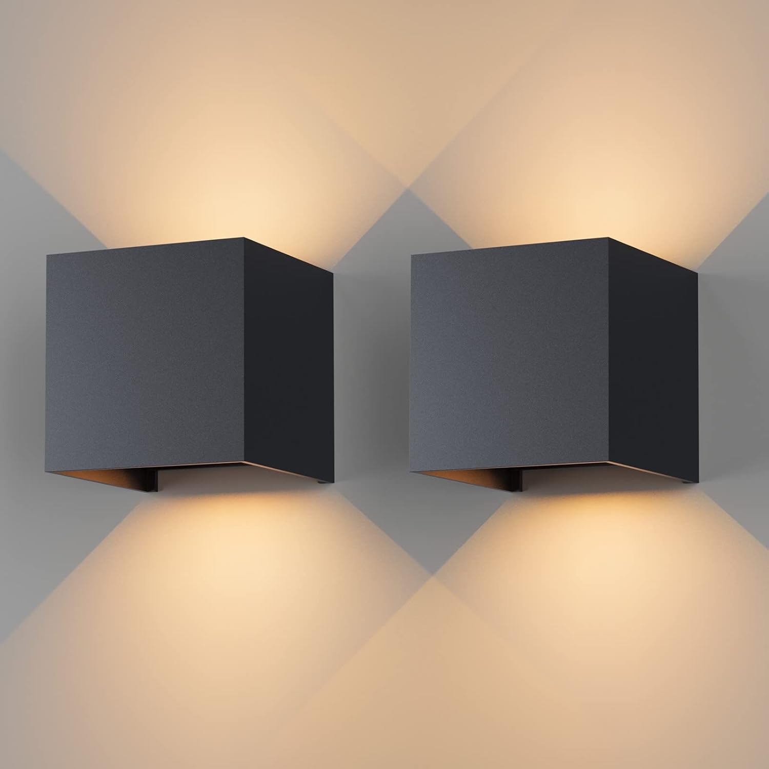 Lámpara de pared 2 uds. Interior y exterior impermeable 12 w 3000 k