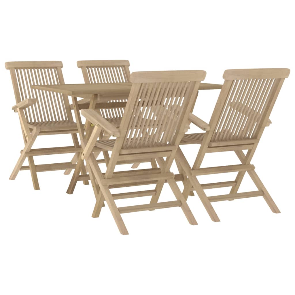 vidaXL juego de comedor de jardín 5 piezas madera maciza de teca