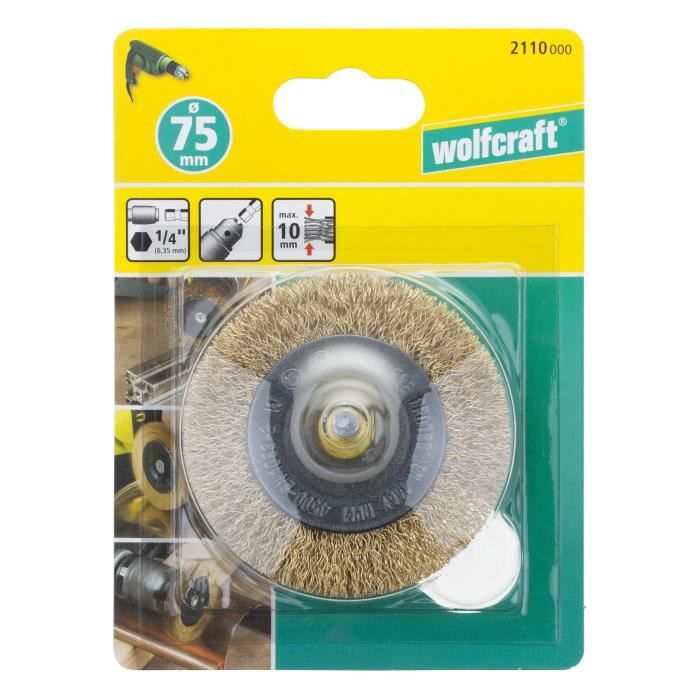 Cepillo circular de latón wolfcraft 1 hex ø75x10mm