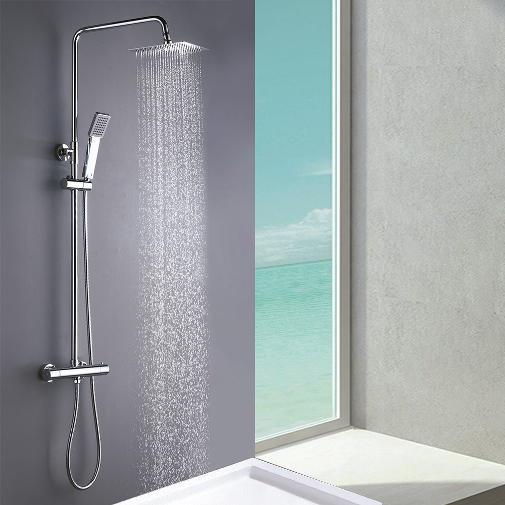 Kibath columna extralarga termost. Tacto frío cuadrada de 100-150 cm cromo