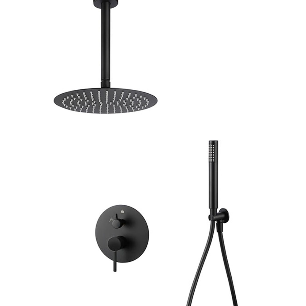 Kibath grifo empotrado de ducha equipo techo monomando oso redondo negro