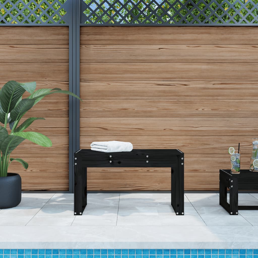 Banco de jardín madera maciza de pino negro 80x38x45 cm es9769