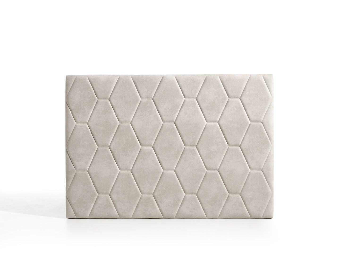 Cabecero ágata para cama de 135 de tela blanco roto 154x115x8. Matris