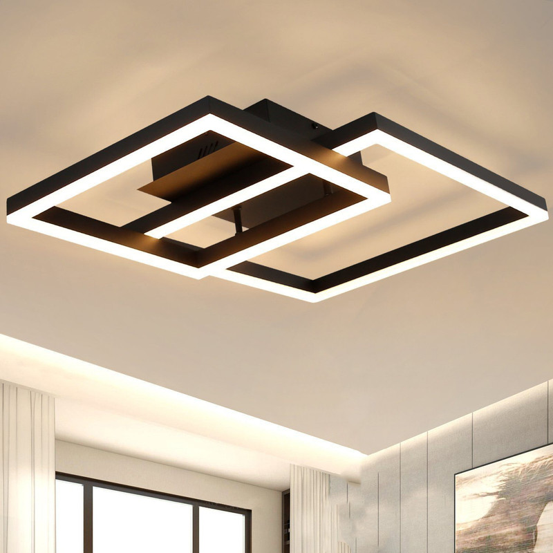 Nettlife plafon de techo LED plafon de sala de estar negra plafon de