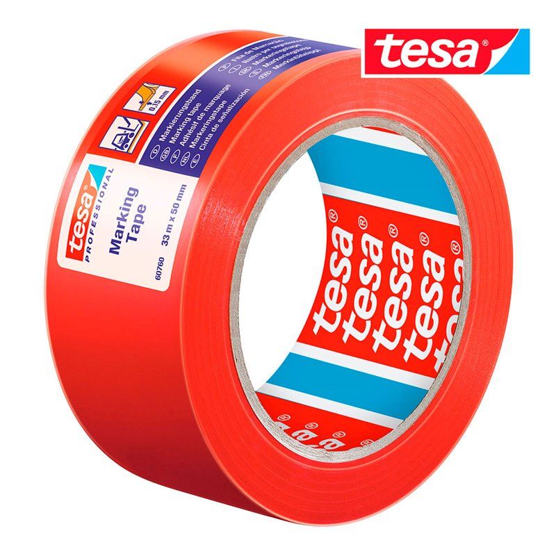 Cinta de balizar adhesiva roja 33m x 50mm 60760