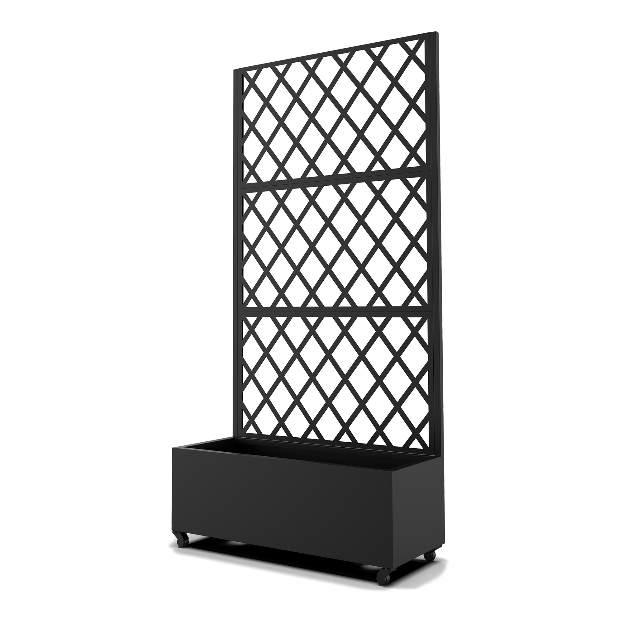 Tabique malja con jardinera acero 190x82x38cm - negro [casa.pro]