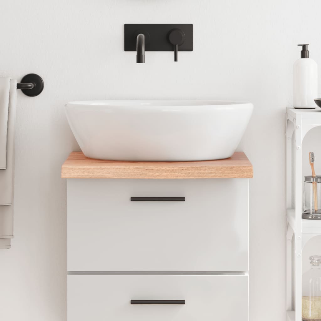 Encimera baño madera maciza tratada marrón claro 40x50x(2-4) cm eerf9510