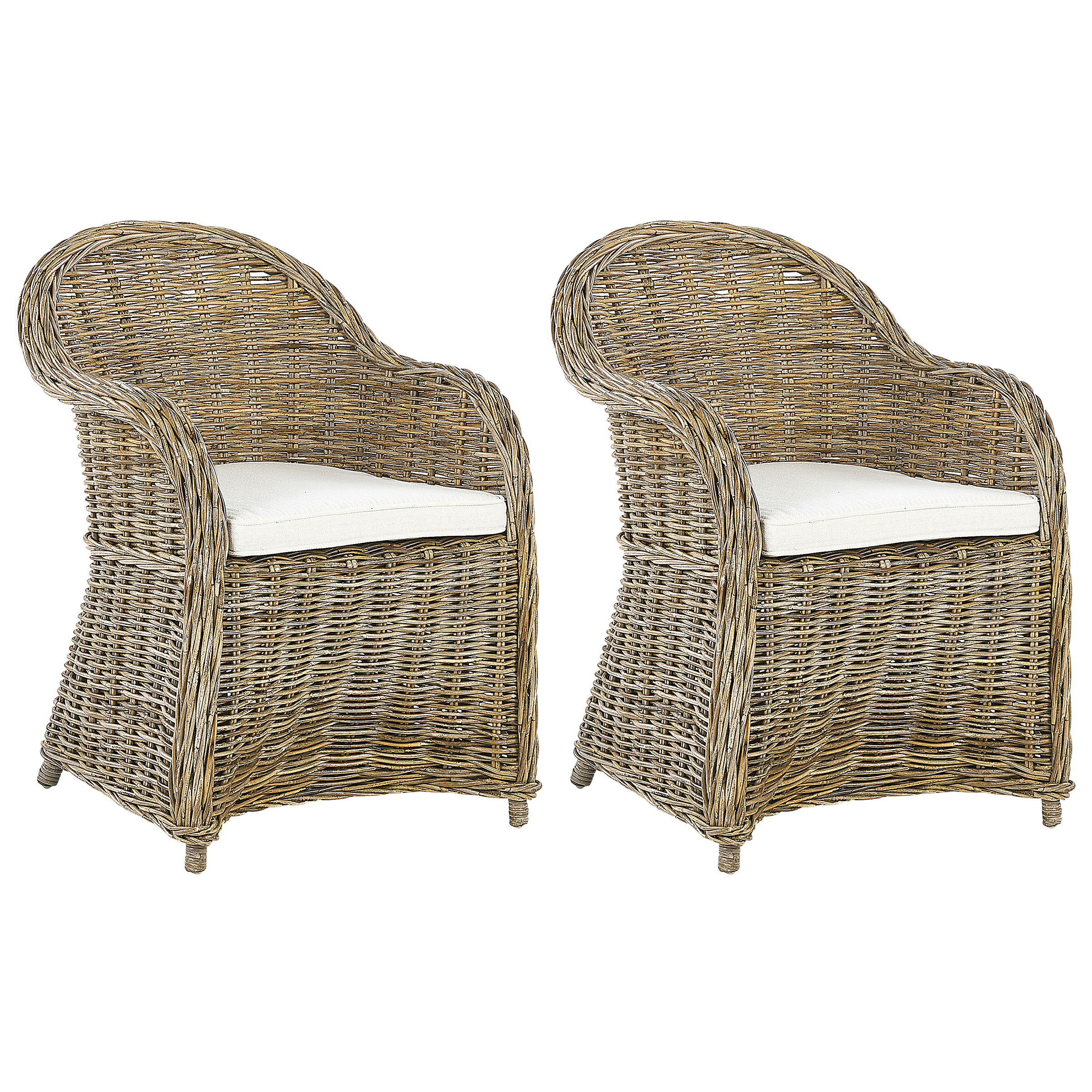 Conjunto de 2 sillones de jardín con cojines susua ratán natural