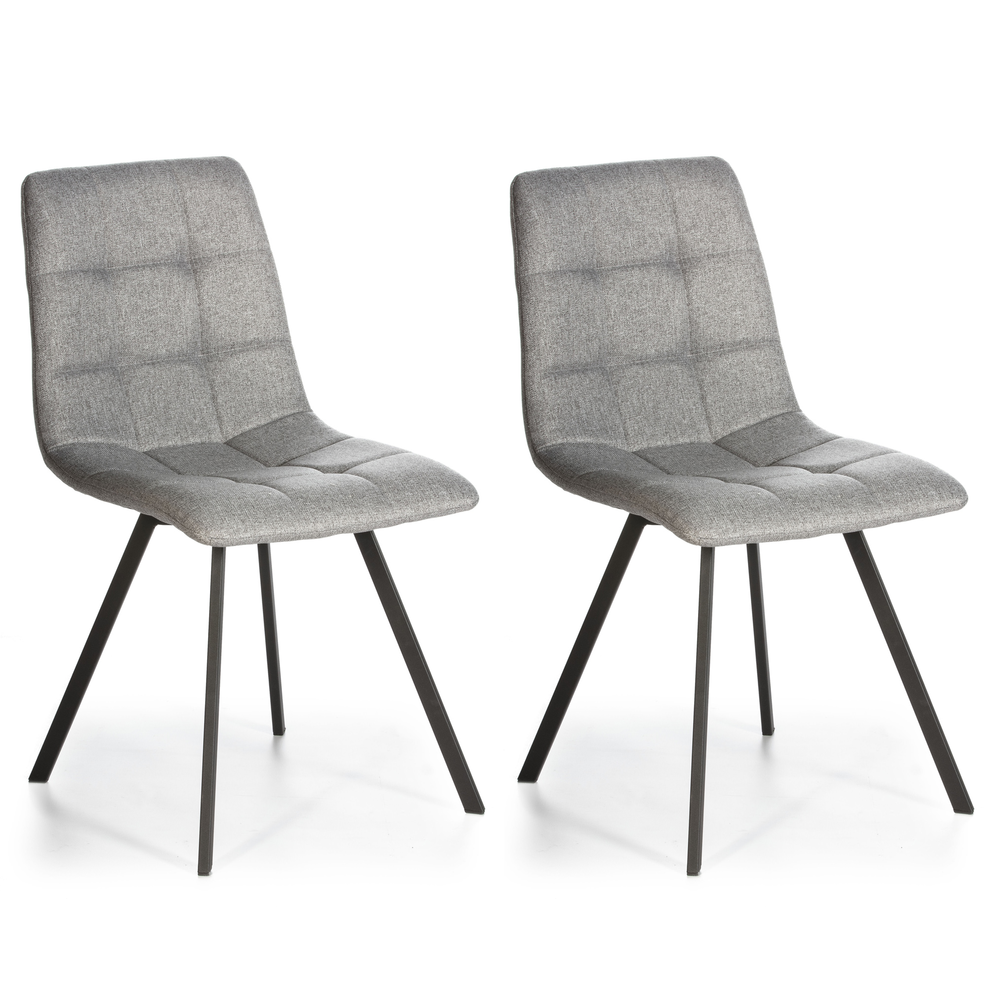 Set de 2 sillas comedor mila tapizadas en tela gris claro, 58 x 45 x 86 cm