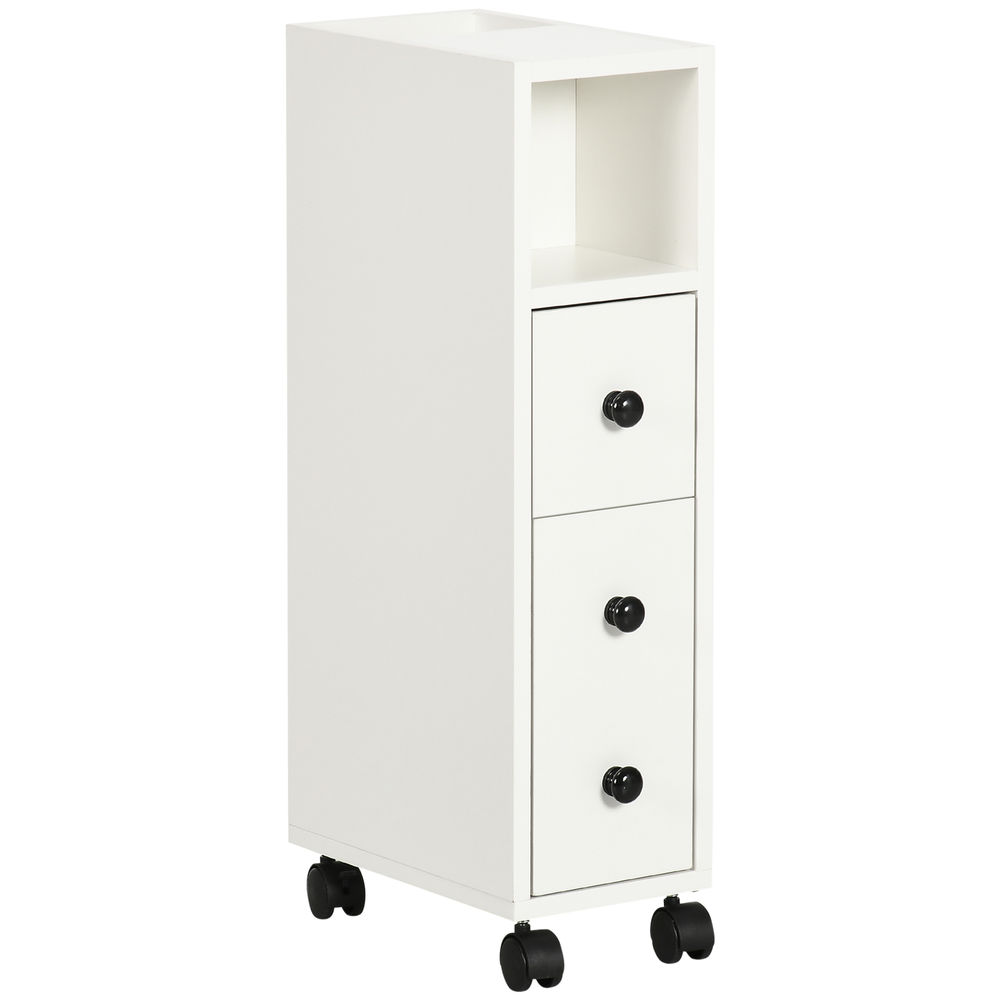 Armario de baño 18x30x68.5 cm color blanco kleankin, hogar - baño