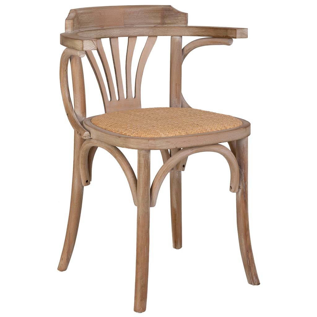 Silla de madera y asiento de ratán 40x40x80h cm