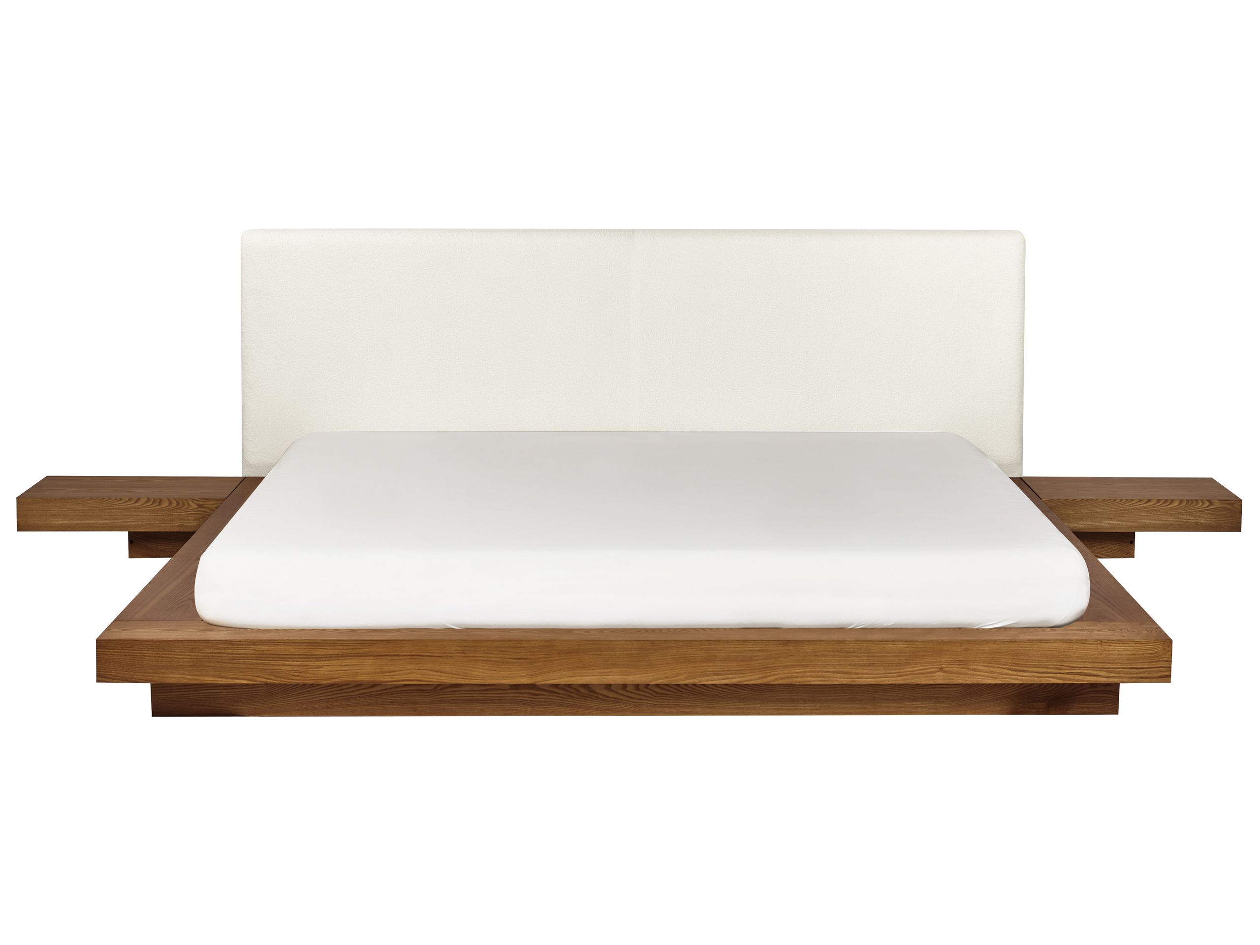 Cama LED bouclé zen 180 x 200 cm LED fresno natural