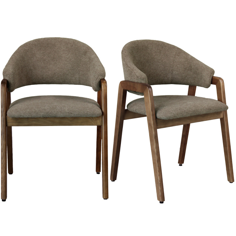 Wool-silla de tela marrón y fresno teñido de nogal (x2)